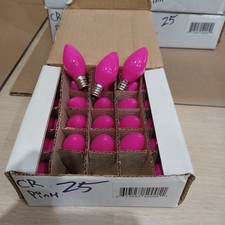 C7 5W Pink Box of 25 Replacement Bulbs Opaque 120v NOS Light Show Craft