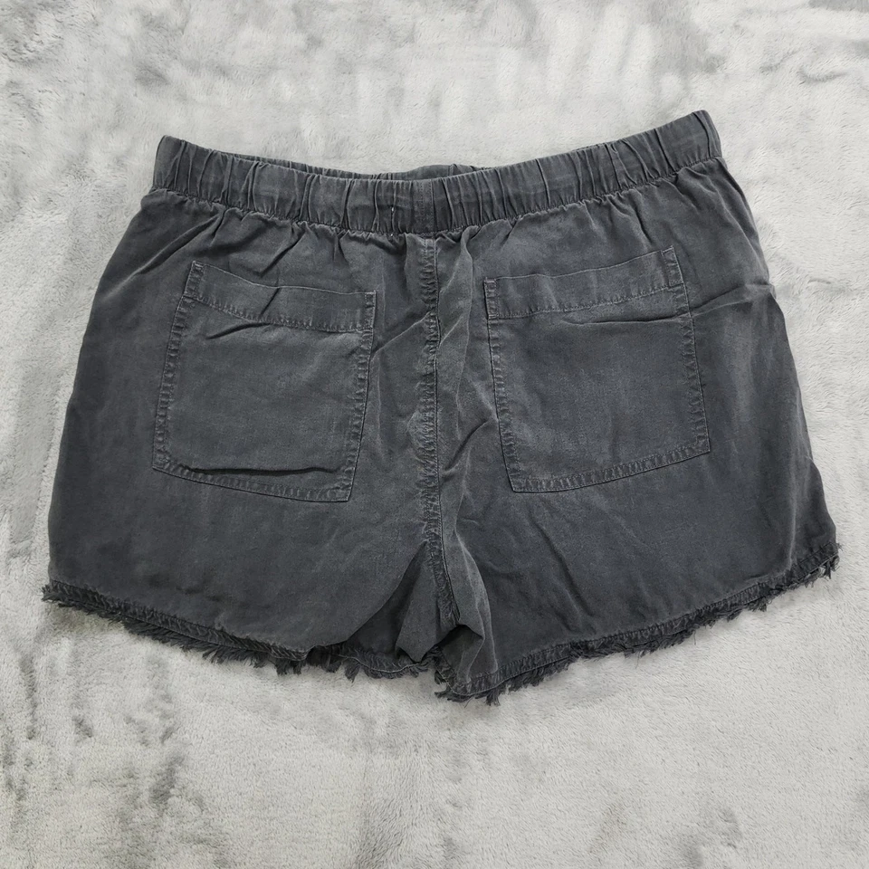 Bella Dahl Shorts Womens M Black Soft Drawstring Waist Frayed Hem Pockets Boho - Image 2 of 4