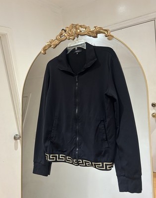 Versace Women s Black Zip Up Track Jacket Greca Motif, Made In Italy Size 4