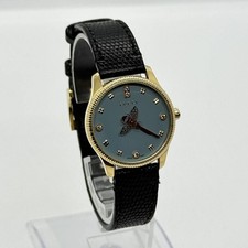 GUCCI Watch G-Timeless 126.5 Gold Case Blue Quartz Leather Band Women's Auth