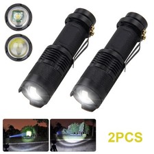 2PCS 1200Lm Mini LED Super Bright Zoom Flashlight Powerful Camping Lamp Torch
