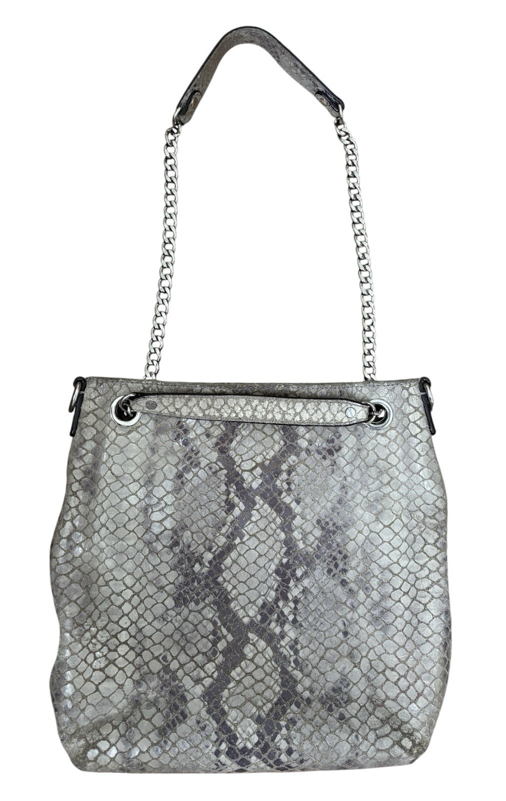 Vtg Michael Kors Jet Set Python Embossed Leather Convertible Hobo Bag  thumbnail 2