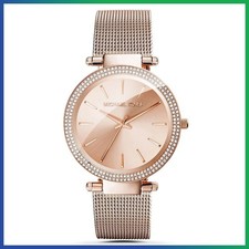 MICHAEL KORS MK3369 Darci Rose Gold Crystal Mesh Strap Dial Womens Watch 39mm