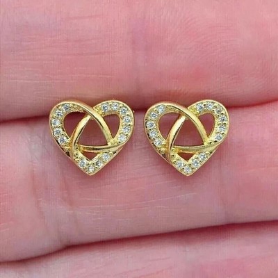 1.30CT Round Cut White Moissanite Women's Stud Earrings 14K Yellow Gold Plated