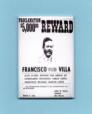 FRANCISCO PANCHO VILLA WANTED POSTER *2X3 FRIDGE MAGNET* BANDIT MEXICAN REVOLT