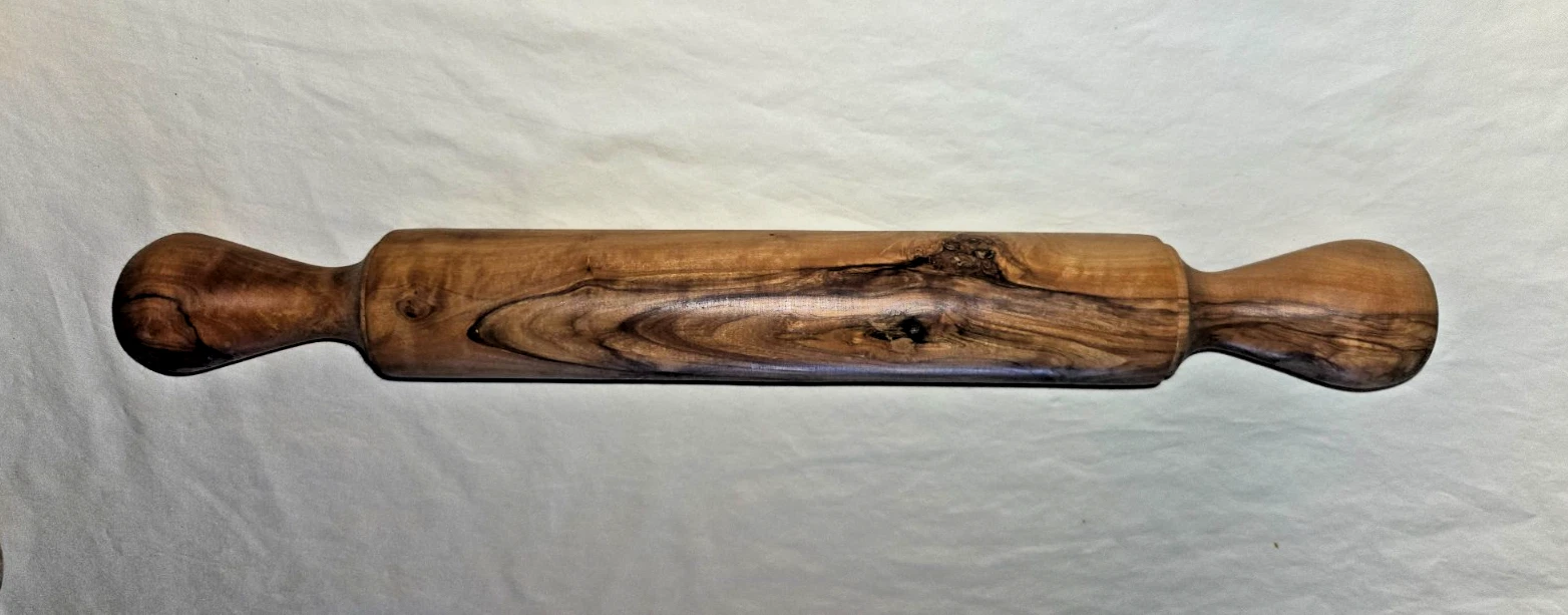 Vintage Mediterranean Olivewood Rolling Pin (Holyland Roller)