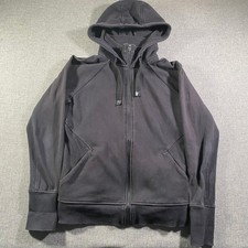 Athleta Triumph Hoodie Black Full Zip Fleece Sweatshirt Womens Medium Thumbholes