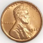 1935-P LINCOLN CENT. MS/ BU/ RED. CHOICE GEM Uncirculated