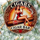 Tin Metal Signs Home Décor Vintage Pin-Up Lady Wall Art 8x8 Inch Retro Cigar Bar