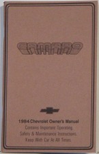 1984 Chevrolet Camaro Owner Manual Reprint 1984 Chevrolet Camaro Owner Manual Reprint