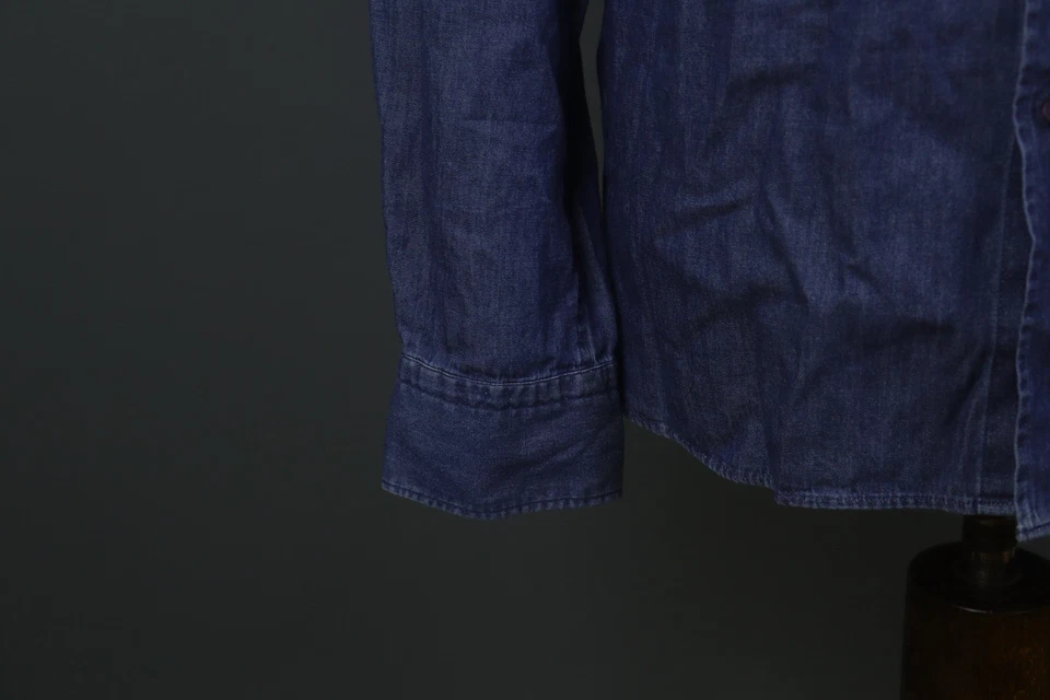 Camisa de mezclilla Aeronautica Militare azul de algodón calce ajustado con cuello abotonado talla XL Foto 4 de 4