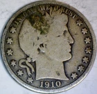 1910 Barber Half SILVER Coin Good Det. FULL DATE   PRICED BELOW SILVER MELT   NR