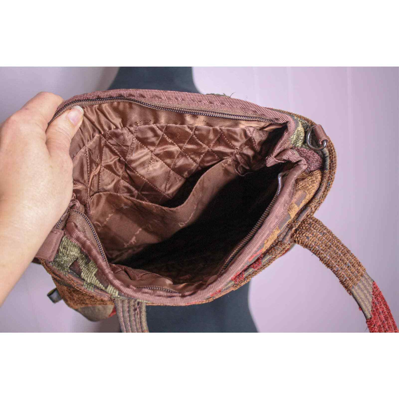 Donna Sharp Patchwork Shoulder Bag Purse Brown Re… - image 5