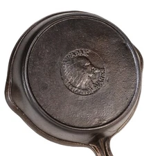Vintage WAPAK Indian Head No  3 Cast Iron Skillet Restored Condition