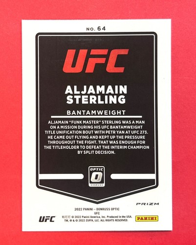 Aljamain Sterling ~ 2022 Panini Donruss Optic UFC ~ Blue Velocity Prizm - Picture 2 of 2