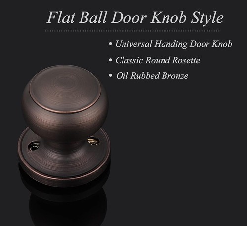 Flat Ball Single Dummy Door Knobs Non-Turning Interior Door Handles, Oil Rubbed - Picture 7 of 7