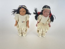 Native Indian Girl Doll Ceramic Porcelain Japan Lot Of 2 Vintage