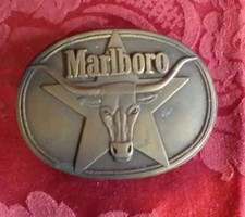 Vintage BRASS 1987 Metal Buckle Marlboro Buffalo Philip Morris Inc