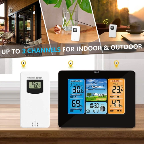 Digital LCD Indoor Outdoor Weather Station Clock Calendar Thermometer Wireless - Picture 10 of 31