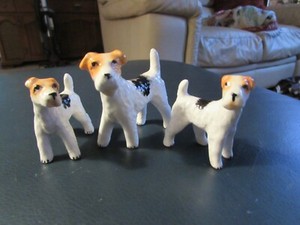 Vintage Miniature Fox Terrier Dog Figurines - Set of 3 - Japan