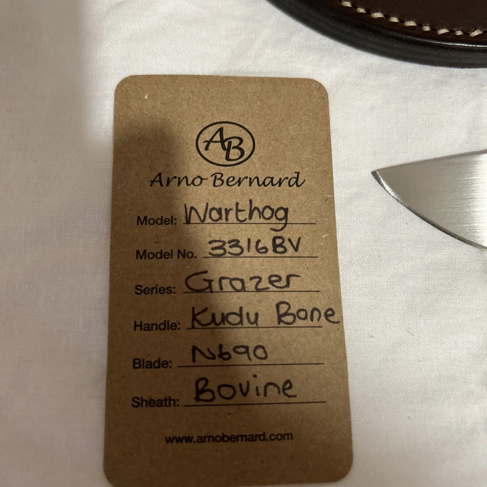 Arno Bernard Grazer Series #3316 Warthog Knife N690 Blade / Warthog Kudo Bone - Image 2 of 4