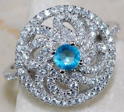 2CT Aquamarine & Topaz 925 Solid Sterling Silver Ring Jewelry Sz 8 UB3-6
