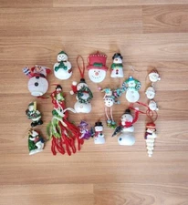 Vintage Snowman Jolly Bright Colored Christmas Ornament Bundle Lot O14