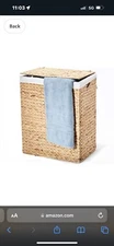 Seville Classics Hand-Woven Water Hyacinth Lidded Hamper with Removable Liner