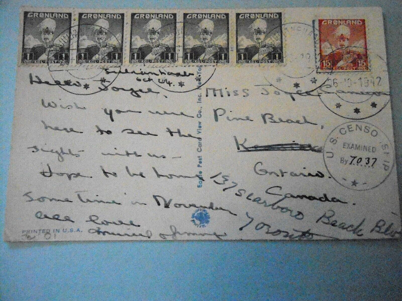 Greenland, Censored Postcard to Canada , Julianehaab 26-10-1942  US Censor