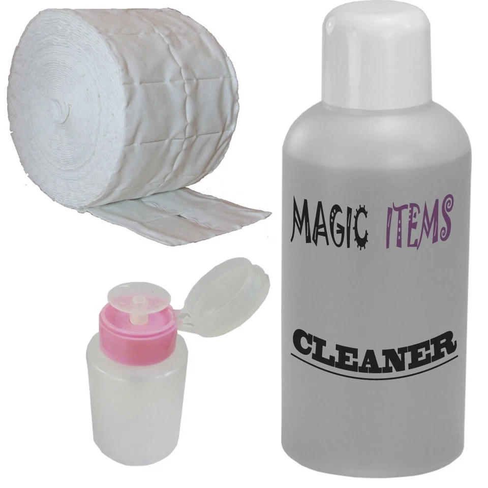 MAGIC ITEMS Spar Set 1000 ml Nagel Cleaner Entfetter + Dispenser + 500 Zelltupfer klar