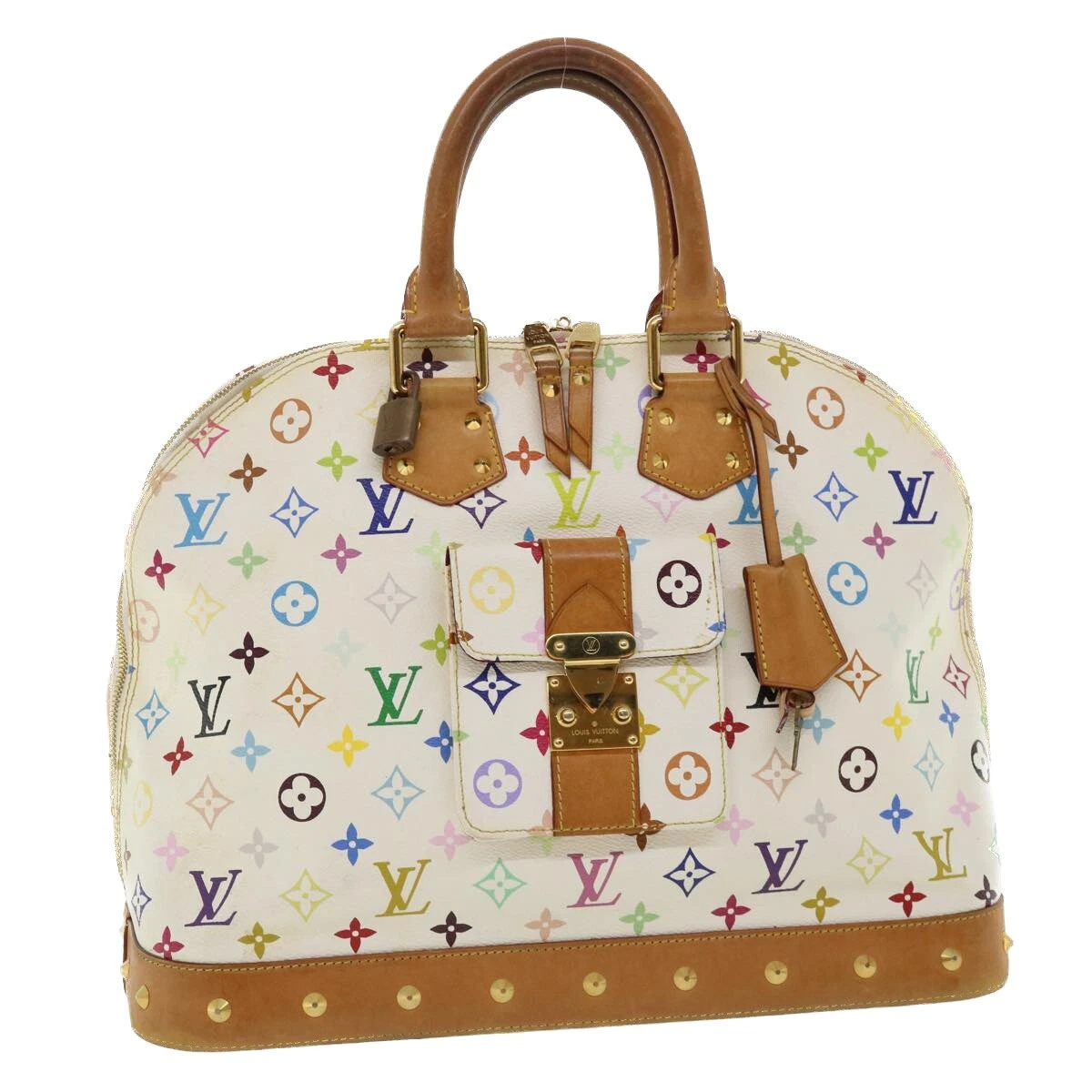 LOUIS VUITTON Monogram Multicolor Alma GM Hand Bag White M40441 LV