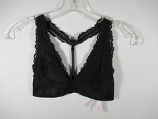 Victoria's Secret PINK Lace Triangle Bralette Bra Small Black Pullover Wireless