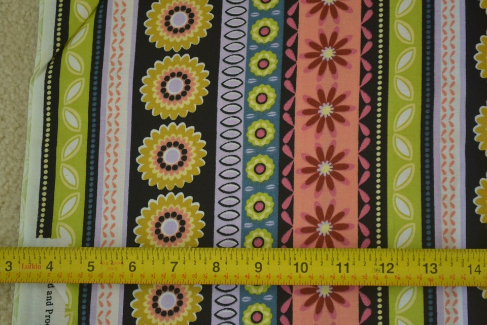 35" Long, Bright Colorful Floral Striped Quilt Fabric, JoAnn, C2499 eBay