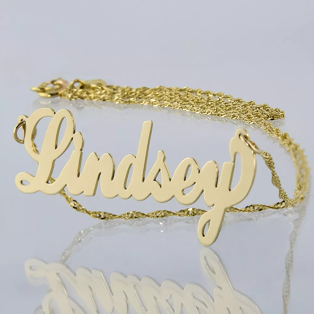 Small Solid 10K Gold Personalized Name Necklace Monogrammed