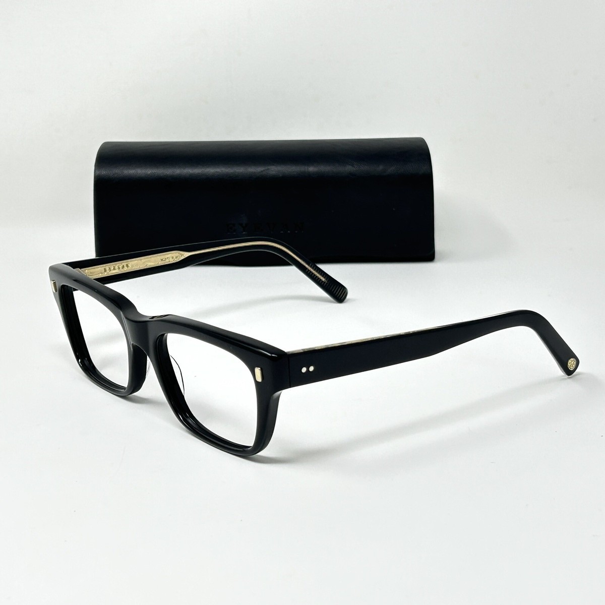 eyevan Del Prado Eyeglasses Frame Black PBK/G Made In Japan eyevan Del Prado Eyeglasses Frame Black PBK/G Made In Japan