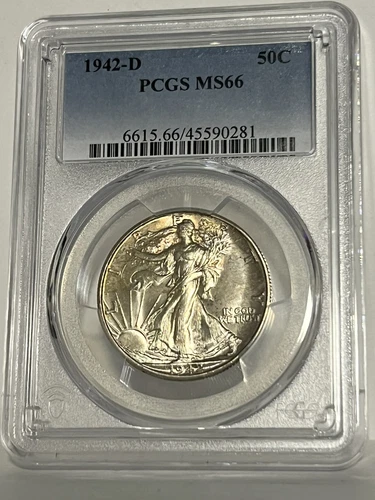 1942-D 50c Walking Liberty Half Dollar PCGS MS66