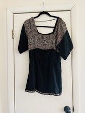 Anthropologie 100% Silk 20s Fairycore Kimono Sleeve Art Deco Boho Tunic Blouse S