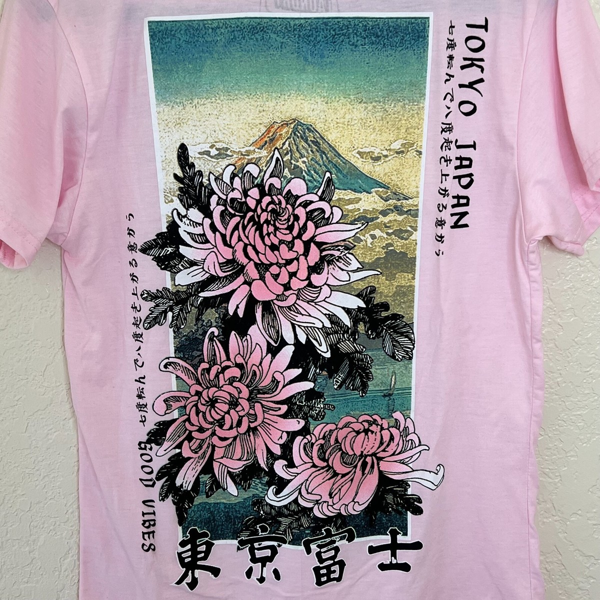 【NONCODE】(Unisex) Fiore Washed Layered T-Shirt Fresh Laundry Men's Graphic T-Shirt Medium Pink Tokyo Japan