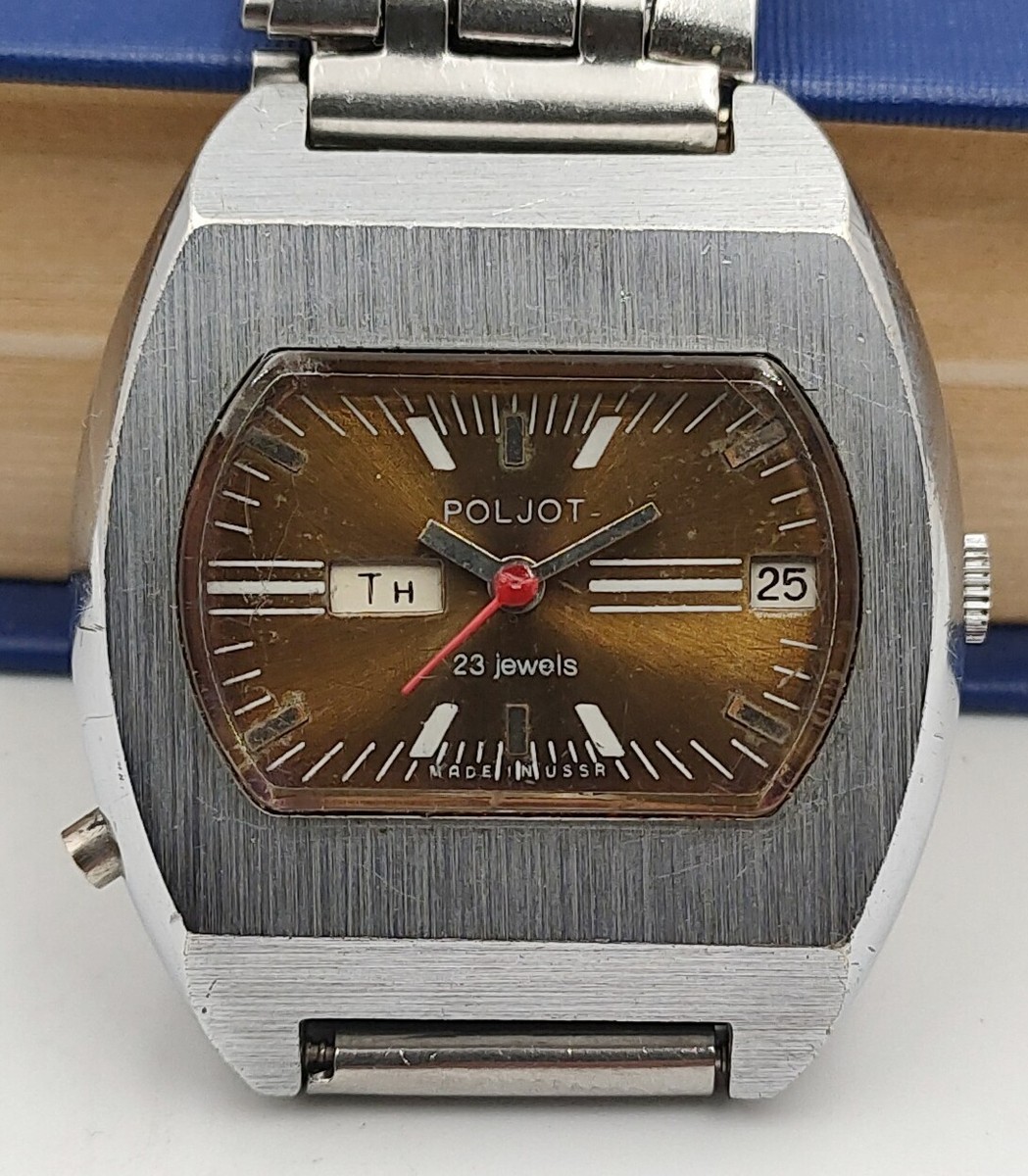 Vintage Soviet POLJOT AUTOMATIC TV Men's watch 23 jewels USSR 1980s