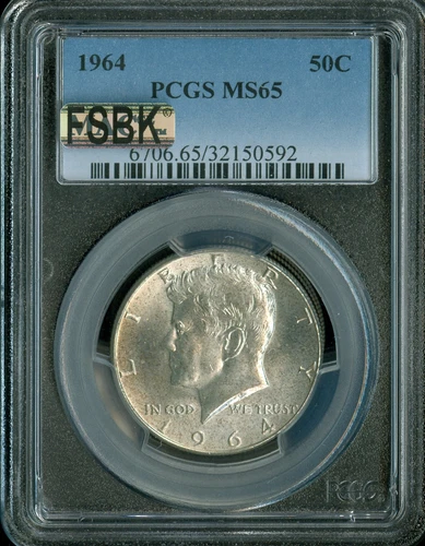1964 KENNEDY SILVER HALF DOLLAR PCGS MAC MS65 PQ FSBK .