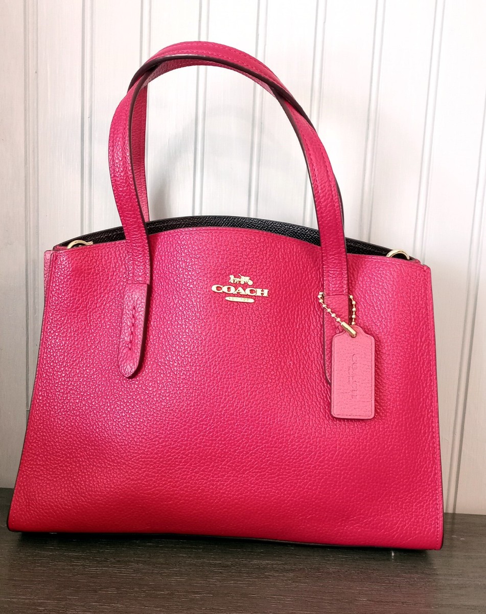 Coach 69446 Charlie 28 Pink & Red Colorblock Tote/Crossbody | eBay