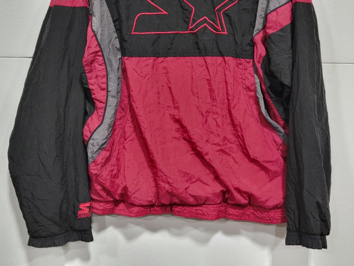 Vintage 90s STARTER Windbreaker Nylon Full Zip Jacket Maroon Grey