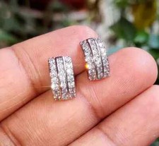 2Ct Round Cut Lab-Created Diamond Cluster Stud Earrings 14K White Gold Plated