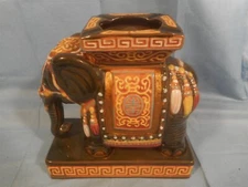 Vintage Asian Majolica Elephant Ashtrays/planter 7-1/2" tall Ceramics/pottery 