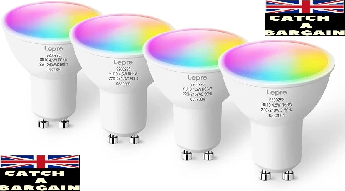 Lepro GU10 Smart Bulb Dimmable RGB Colour Changing Alexa Light 4 Pcs D248