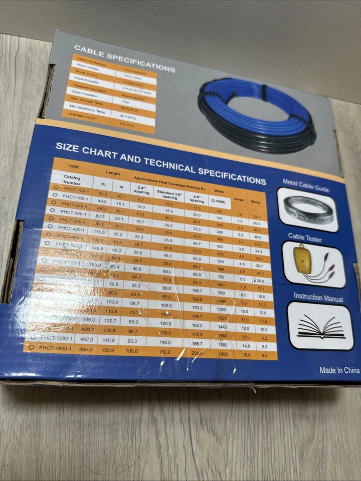 Electric Heated Floor Cable Underfloor Heating System Kit with Cable 10sq Ft - Image 2 of 4