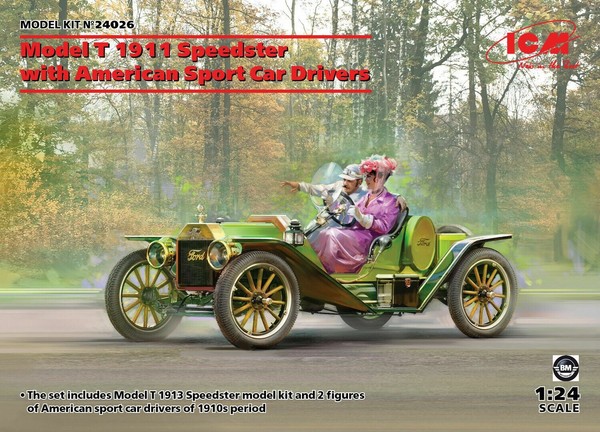 Icm Model T 1913 Speedster With American Sport Car Drivers 1:24 Bausatz 24026-image