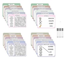 Zorythm 12 Pcs Reusable Word Search Cards for 11.02 8.27 inches, Morandi