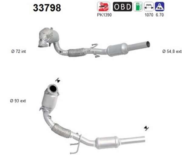 Katalysator AS 33798 FüR VW Polo 5 6R1 6C1 TSI 16V Audi A1 8X1 8XK Sportback 8XA-image