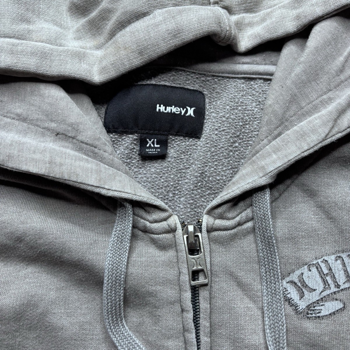 Vintage Y2K Hurley Full Zip Hoodie Men's XL Gray Rare Anchor